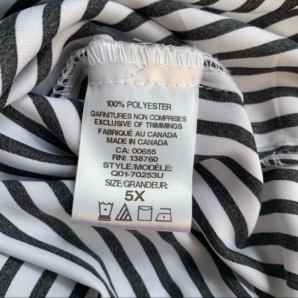 Plus Sized Striped High-Low Blouse Top - Picture 6 of 7